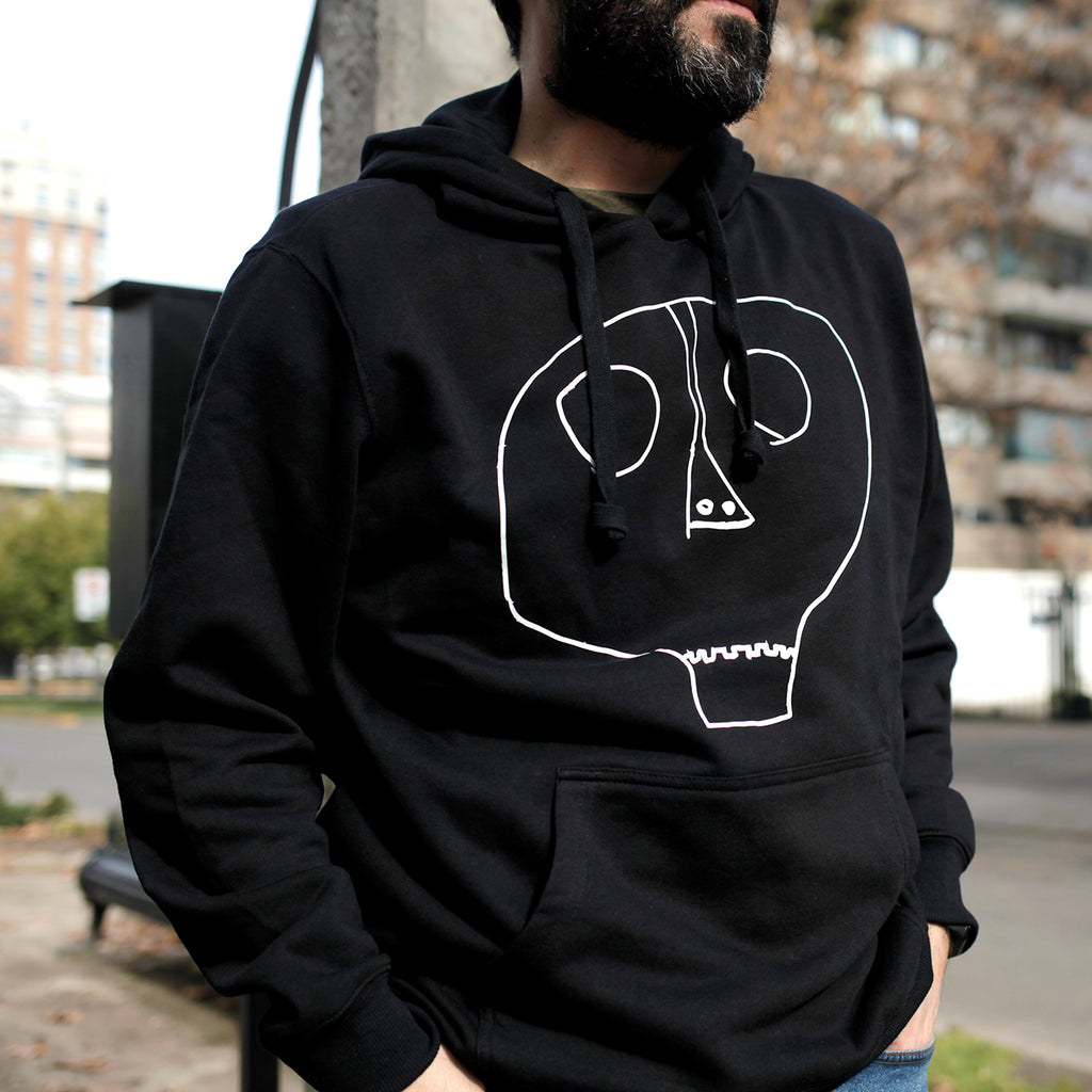 Poleron Adulto Negro Calavera Blanca