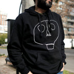 Poleron Adulto Negro Calavera Blanca