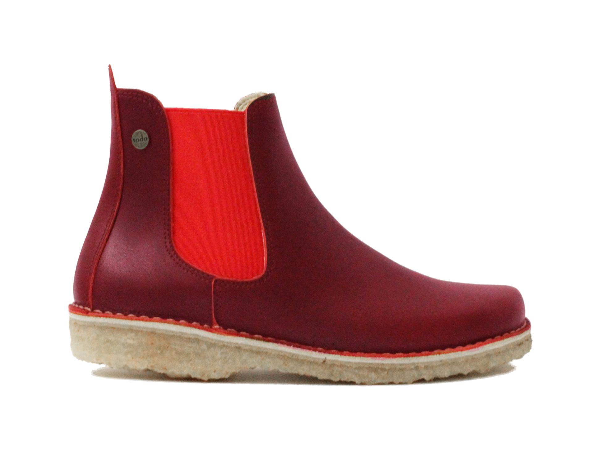 Botín Beat Burdeo Elástico Rojo Mujer