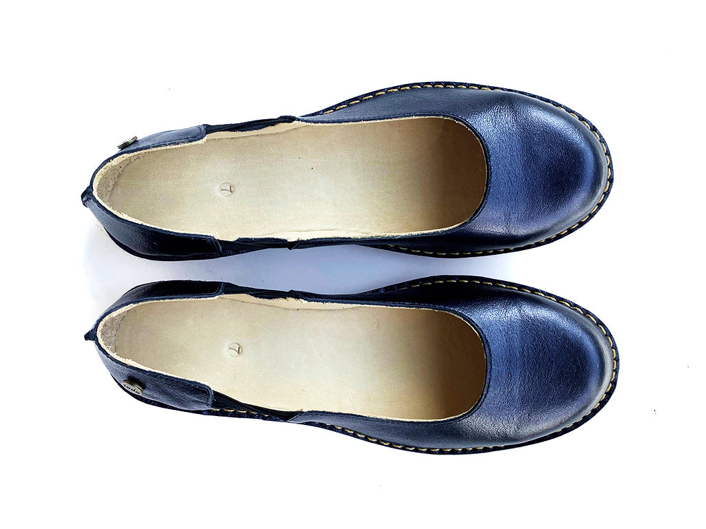 Zapato Mujer Reina Azul metalico