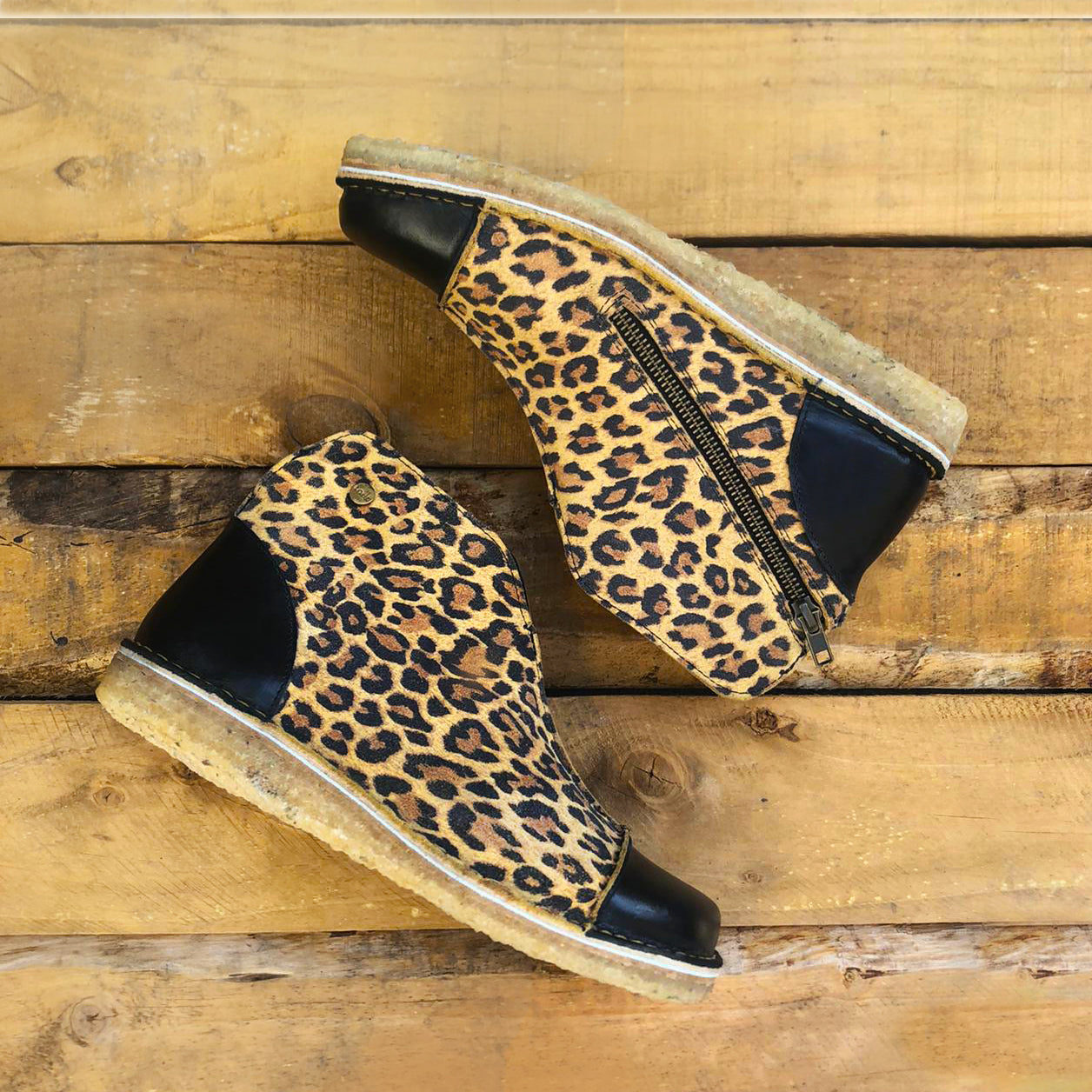 Botín Rhino Mujer Negro Leopardo