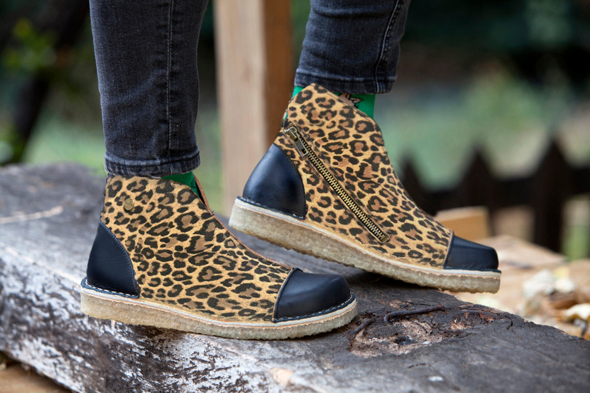 Botín Rhino Mujer Negro Leopardo