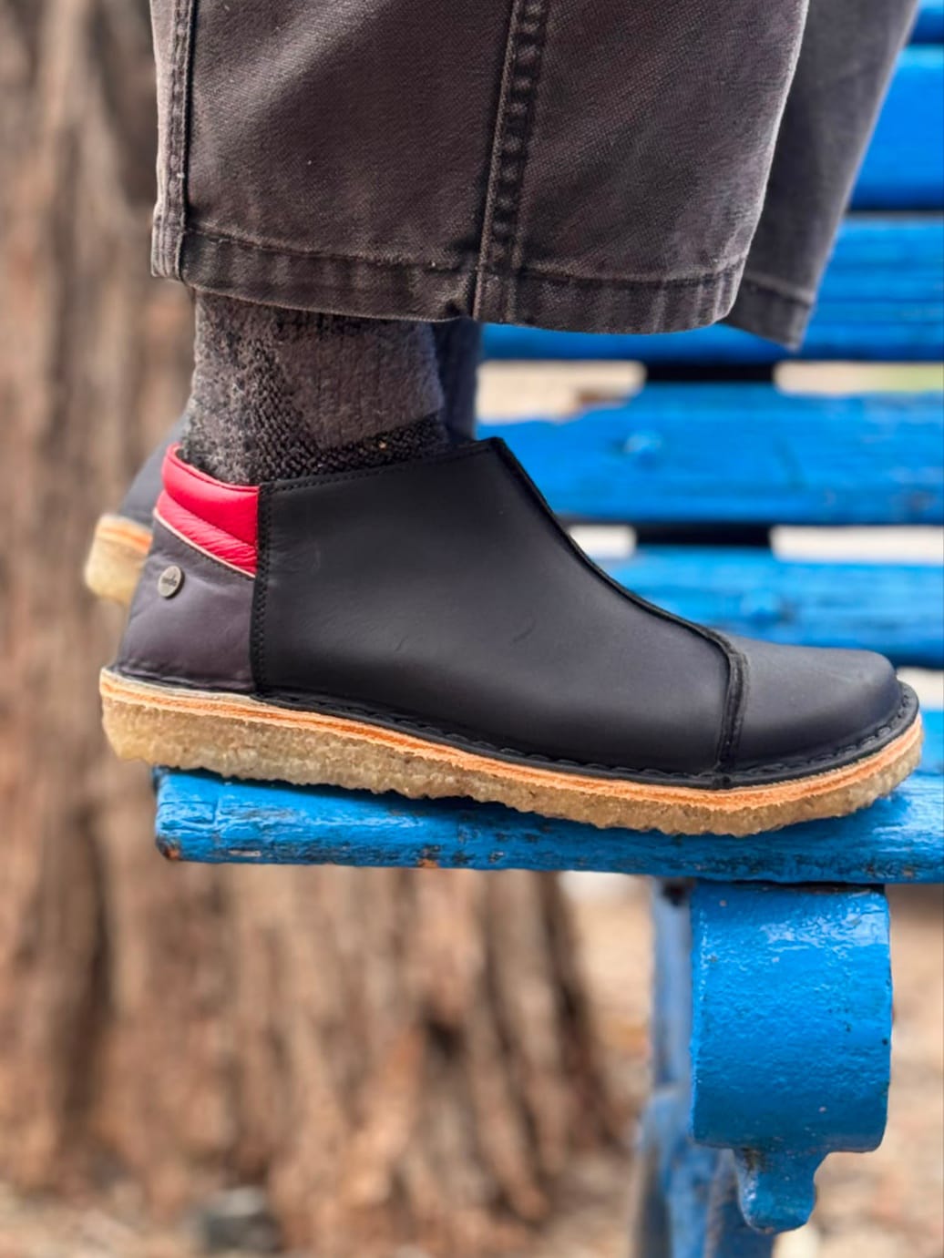 Nordico Mujer Negro Cera Gris Rojo