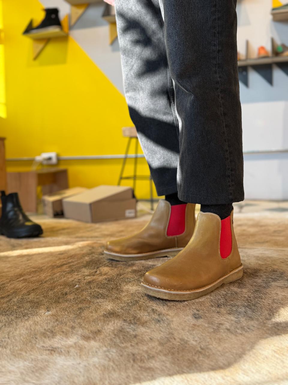 Botín Beat Mujer Pistacho Rojo