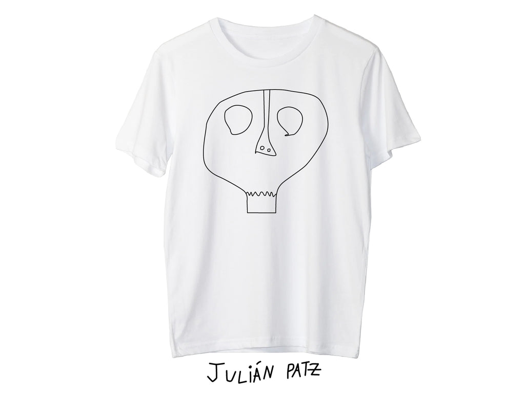 Polera Niños Blanca Calavera Negra