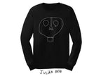 Negra Manga Larga Calavera Blanca