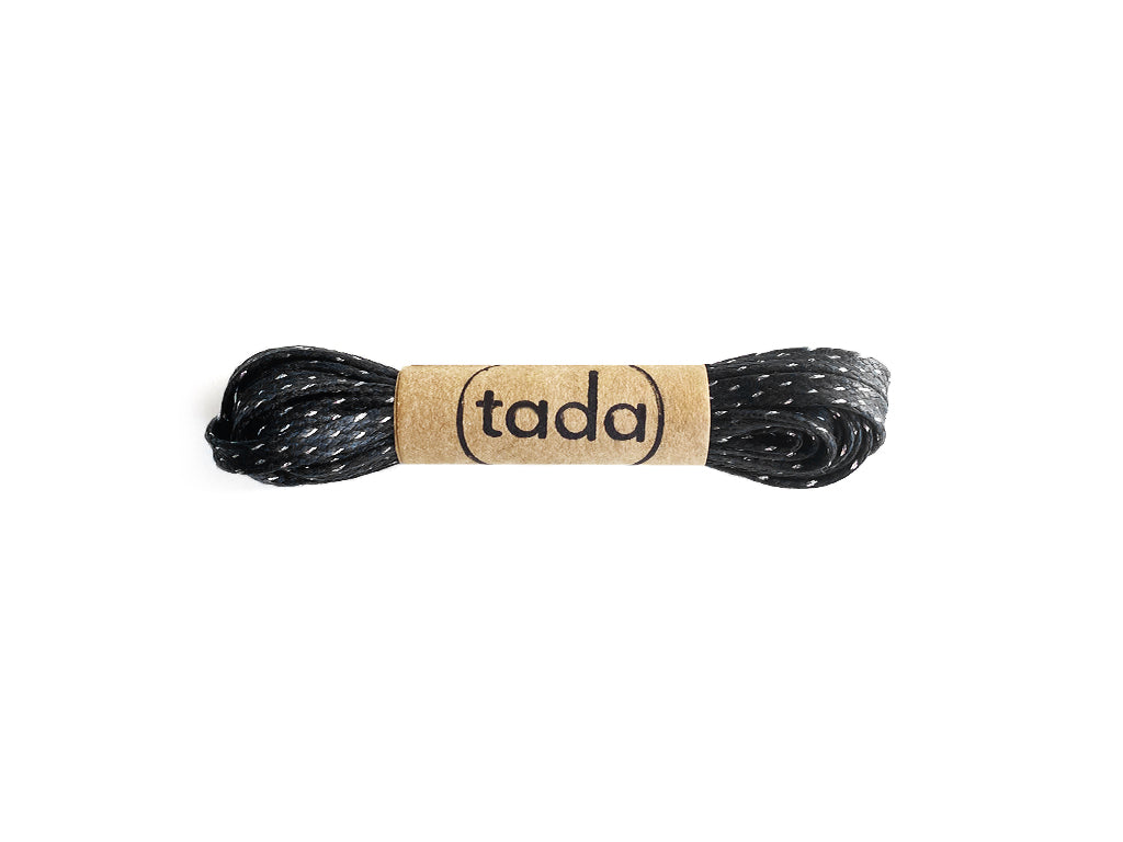 Cordon negro y plateado 120 cm para zapatilla Kutsu