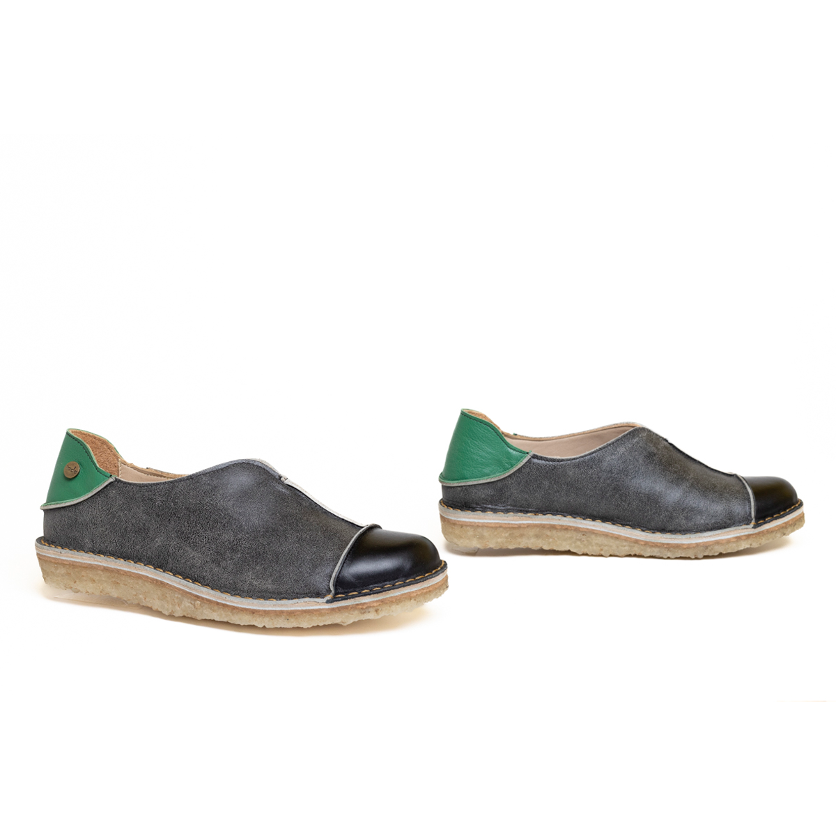 Zapato Eva Mujer Negro Grafito Verde Poro
