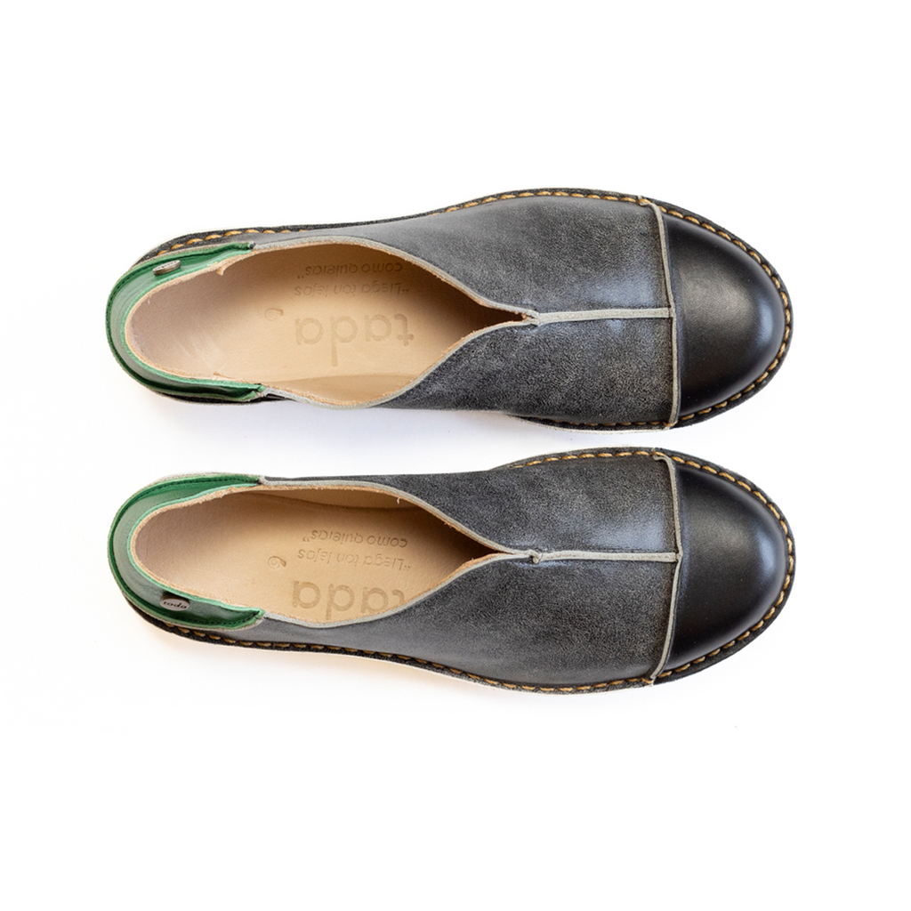 Zapato Eva Mujer Negro Grafito Verde Poro