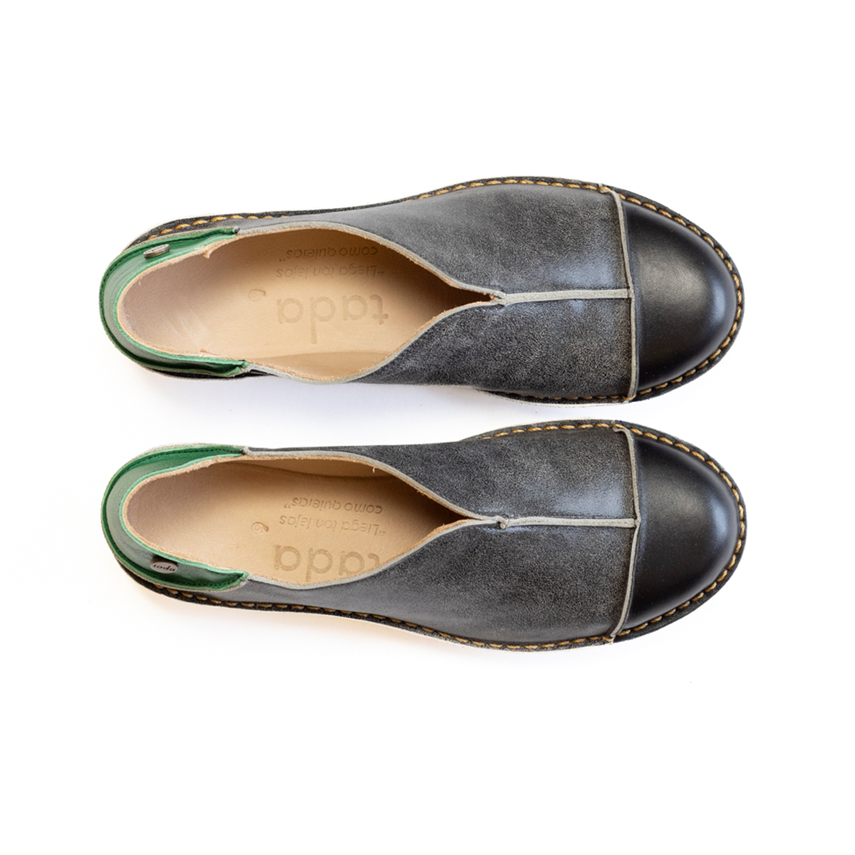 Zapato Eva Mujer Negro Grafito Verde Poro