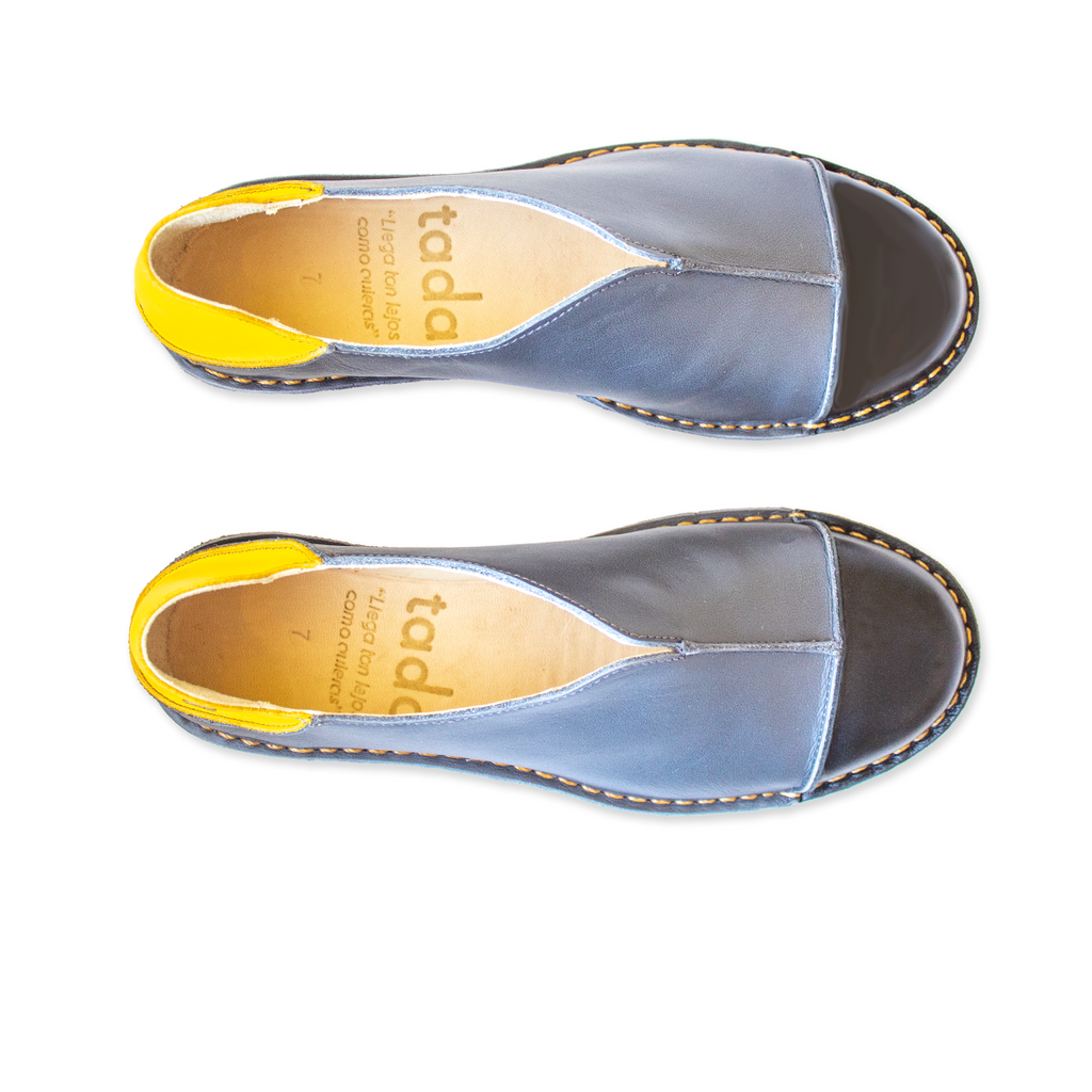 Zapato Eva Mujer Negro Gráfito Amarillo