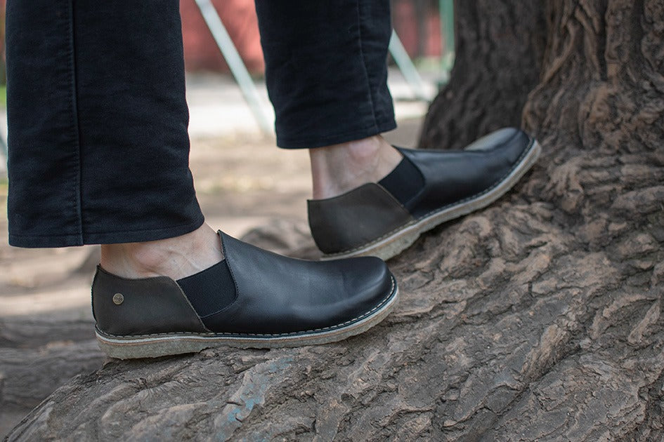 Zapato Fragata Hombre Negro Talón Olivo