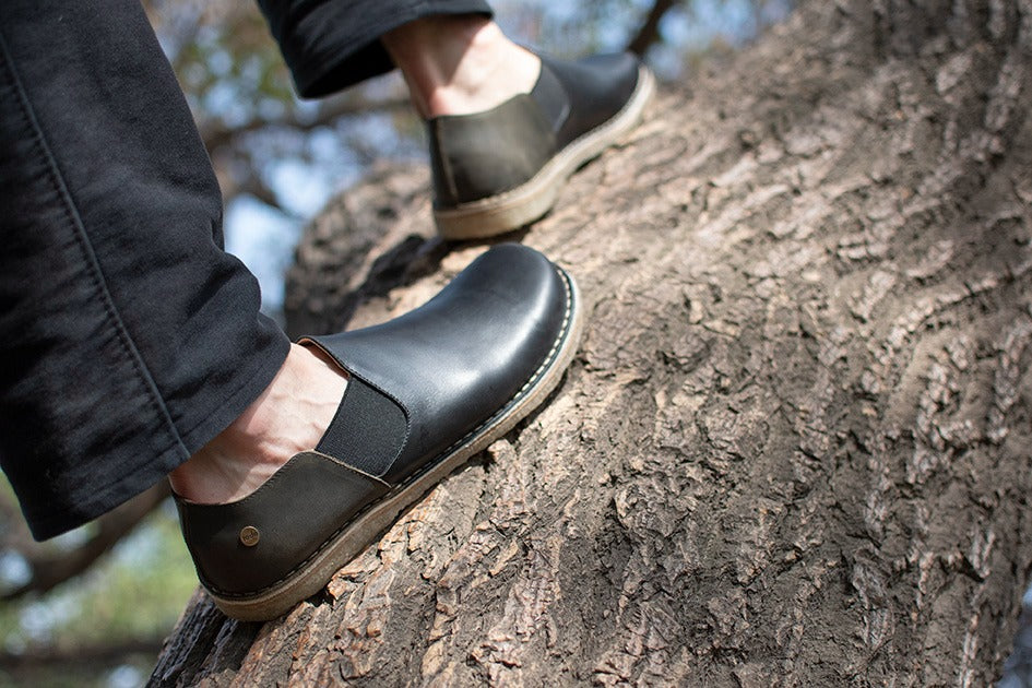 Zapato Fragata Hombre Negro Talón Olivo