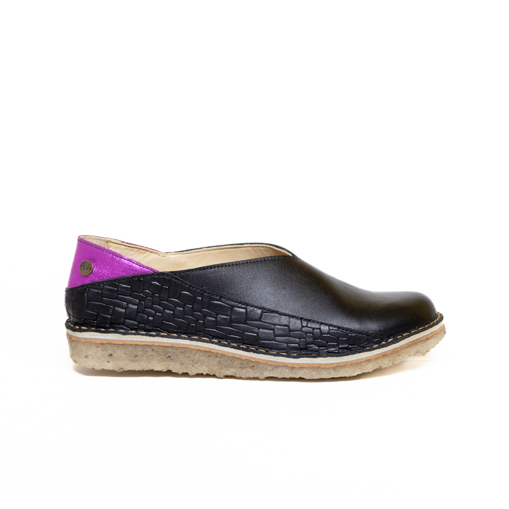 Zapato Mitsue Mujer Petate Negro Violeta Metal