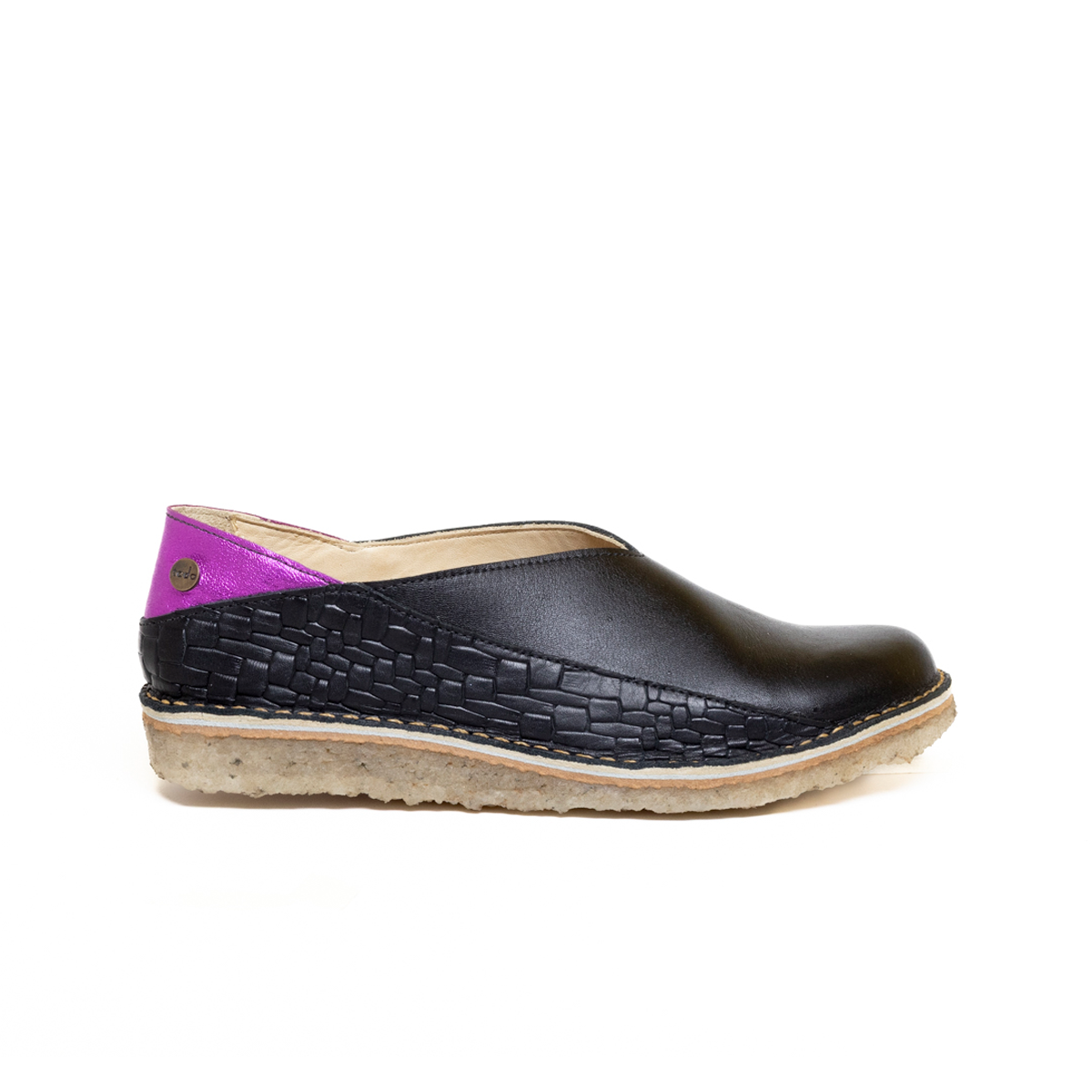 Zapato Mitsue Mujer Petate Negro Violeta Metal
