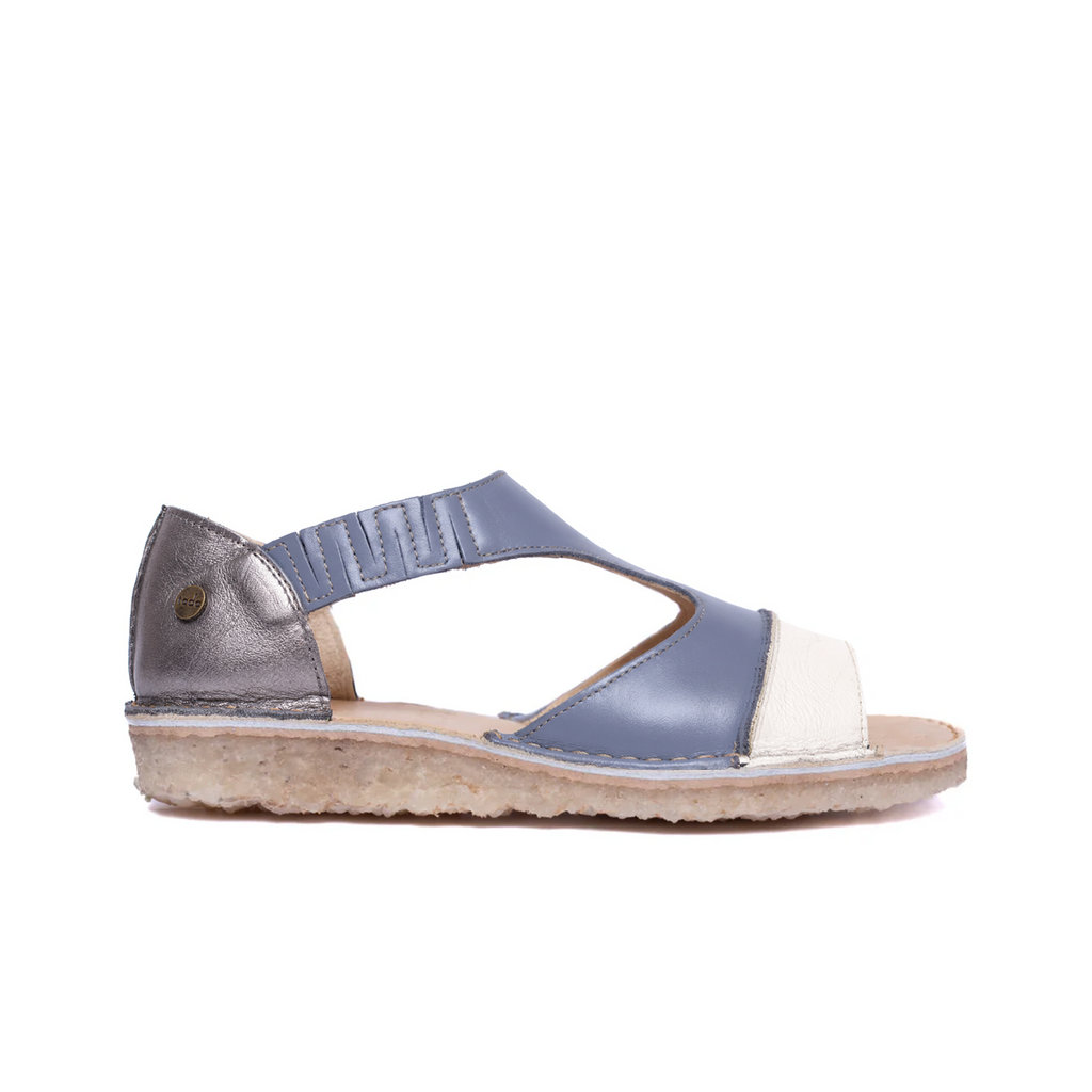 Sandalia Nina White Malva Peltre Plata