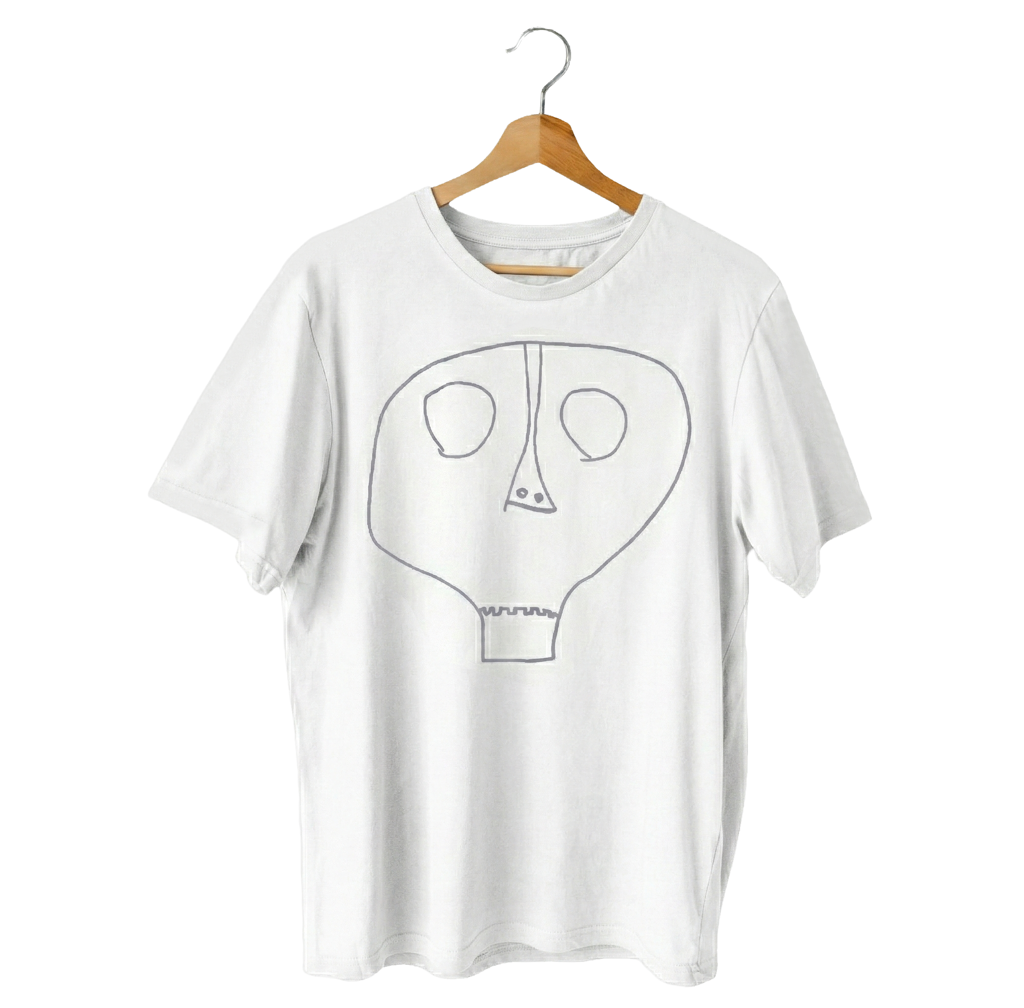 Polera Mujer Blanca Calabera Gris