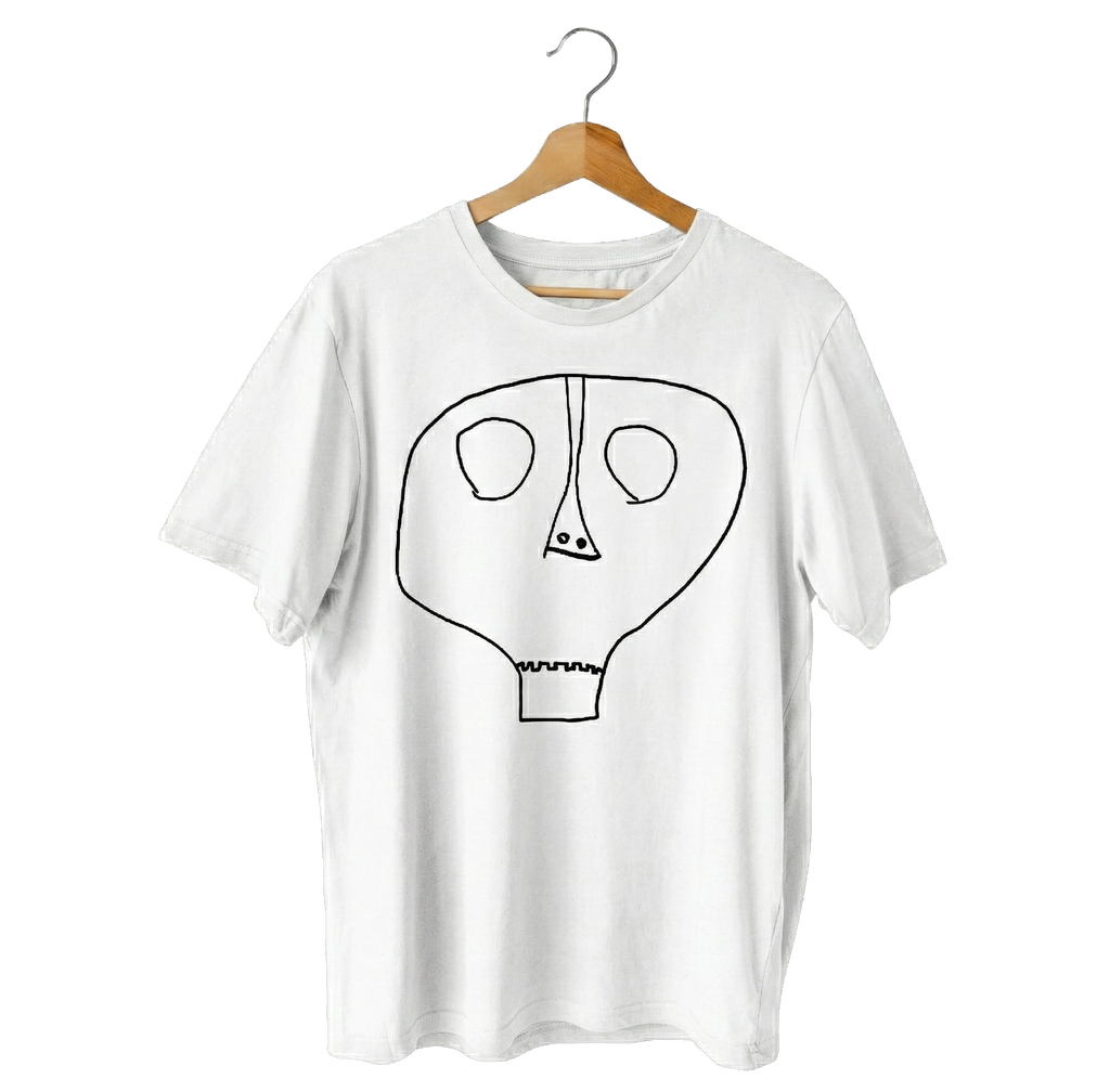 Polera Hombre Blanca Calabera Negra