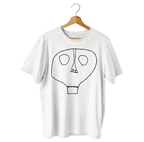 Polera Hombre Blanca Calabera Negra