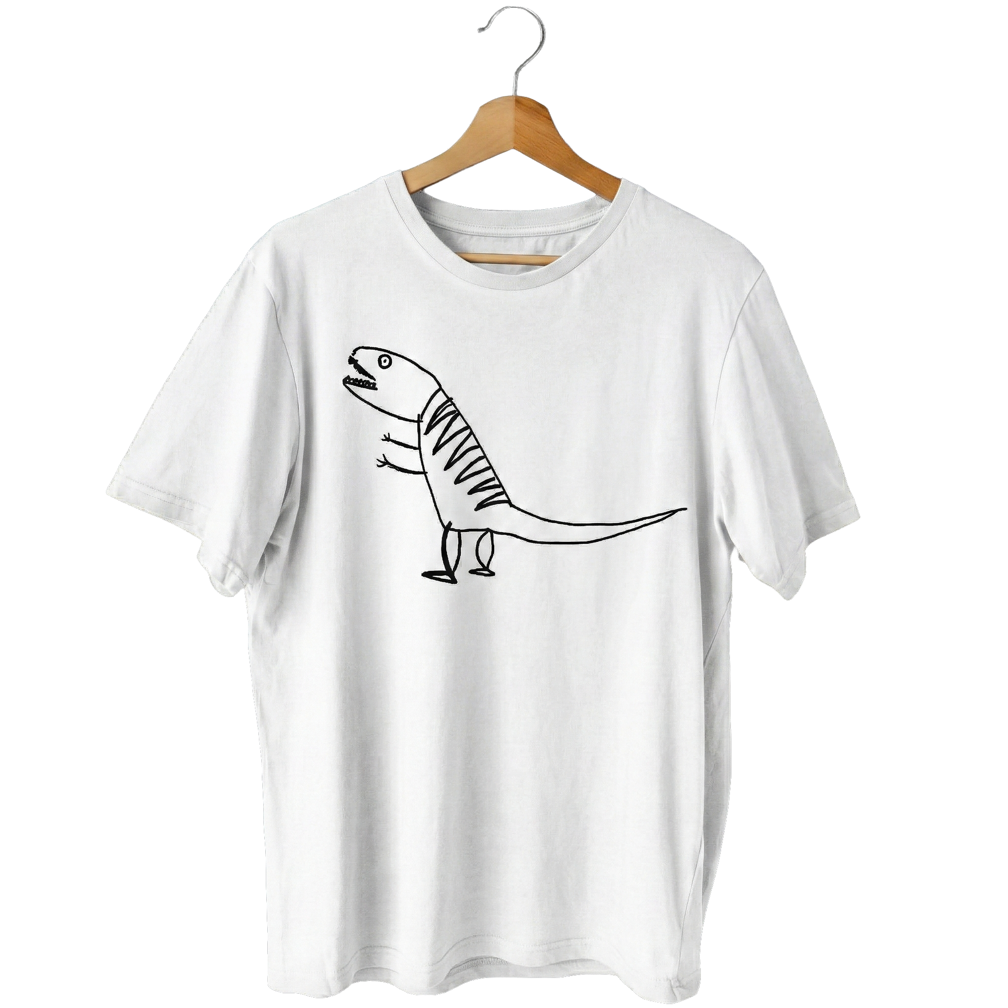 Polera Mujer Blanca Dinosaurio Negra