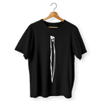 Polera Mujer Negra Serpiente Vertical Blanca