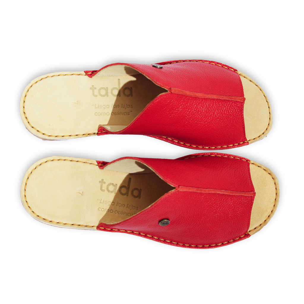 Sandalia Mujer Puntilla Rojo