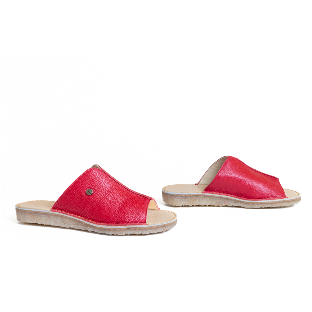 Sandalia Mujer Puntilla Rojo