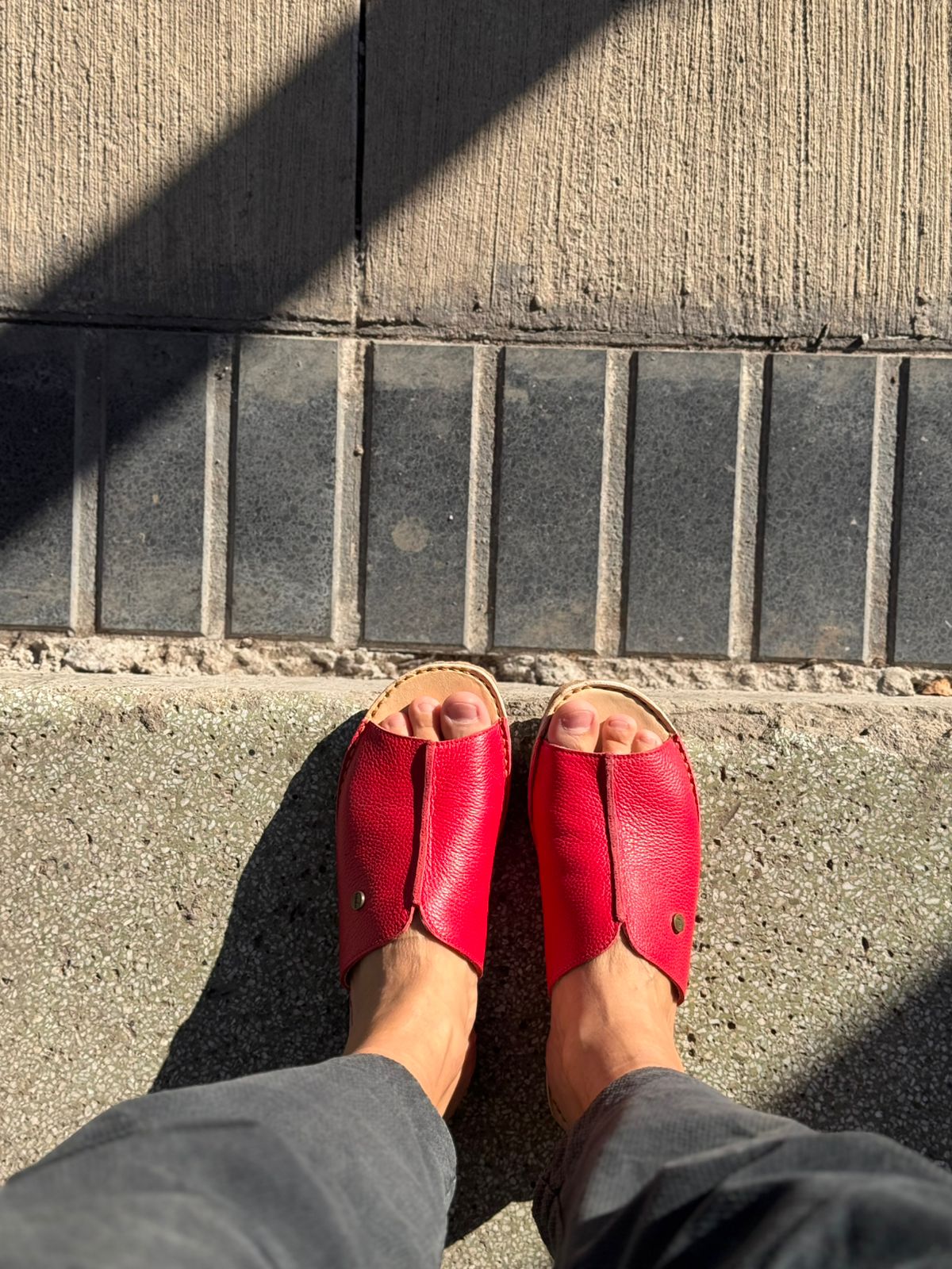 Sandalia Mujer Puntilla Rojo