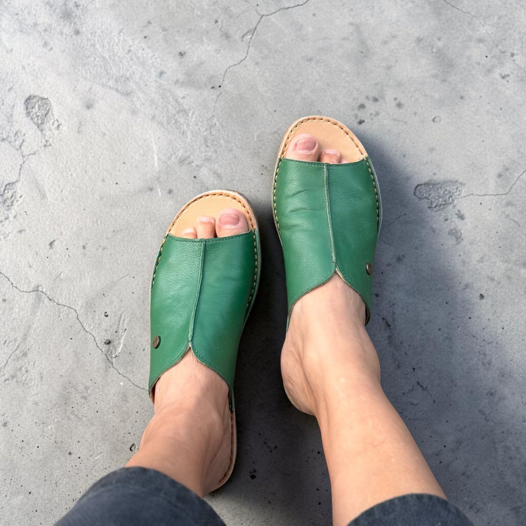Sandalia Mujer Puntilla Verde Poro