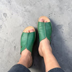 Sandalia Mujer Puntilla Verde Poro