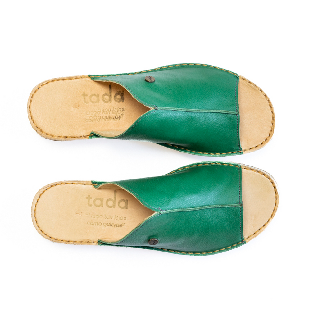 Sandalia Mujer Puntilla Verde Poro