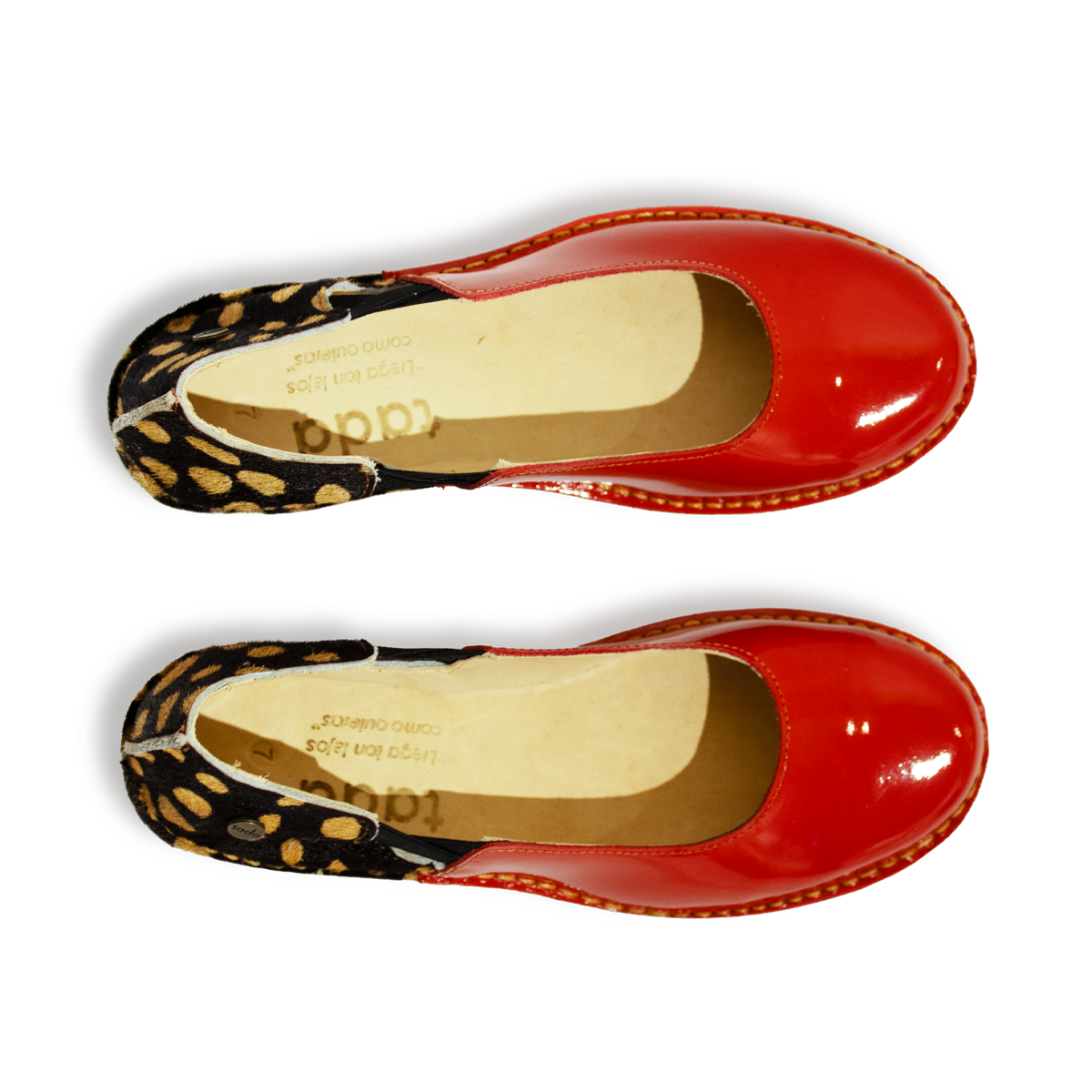 Zapato Reina Mujer Charol Rojo Pelos