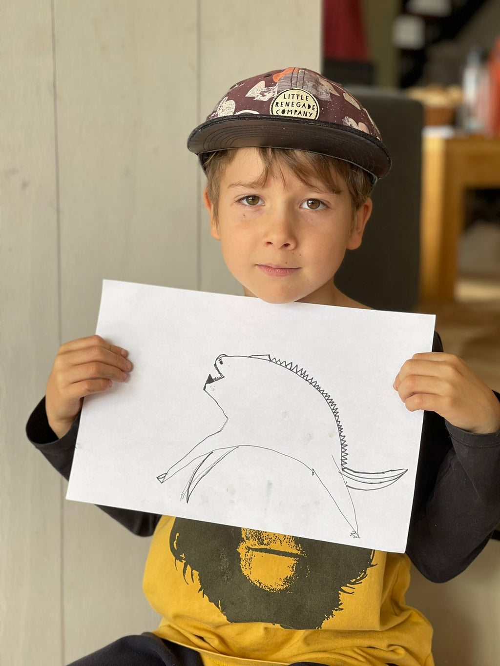 Polera Niños Negra Jabalí Blanco