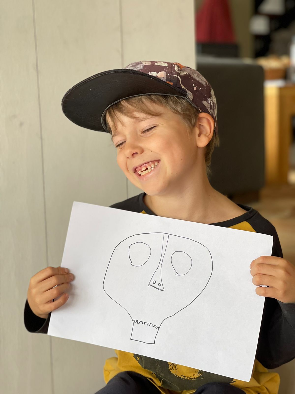 Polera Niños Negra Manga Larga Calabera Blanca