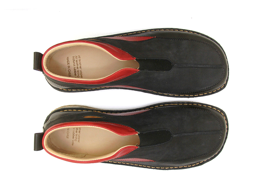 Zapato Oval Hombre Negro Rusty y Rojo